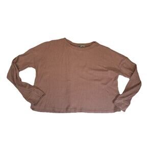 CHARLOTTE RUSSE Waffle Knit Crop Top Olive Green Long Sleeve Shirt Womens Size M